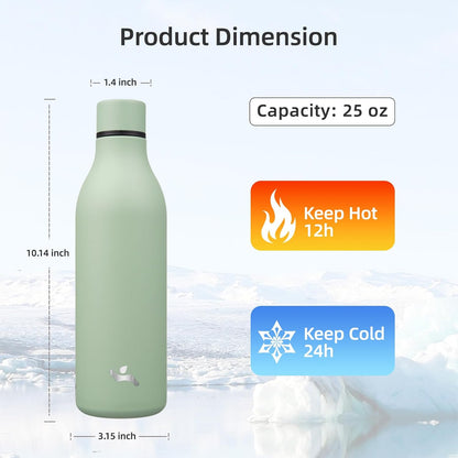 Konokyo Insulated Water Bottle with Strap,18 oz Double Wall Stainless Steel Vacuum Bottles Metal Water Flask,Macaron Green - Colors A