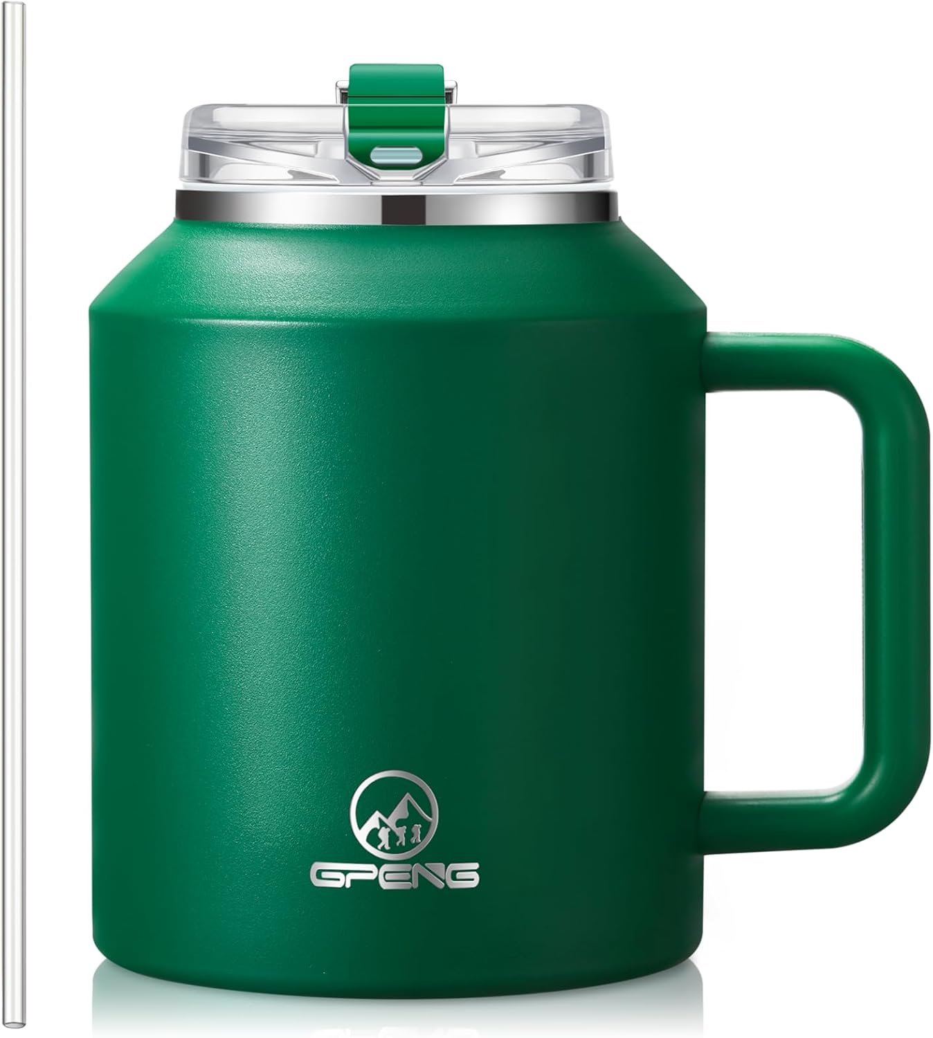 Gpeng 30/40/50 oz Tumbler with Handle, Water Bottles with Straw Lid, Insulated Stainless Steel Travel Mug Cup Holder Friendly, Keep Drinks Cold or Hot for Hours (LightGrey, 50 oz)