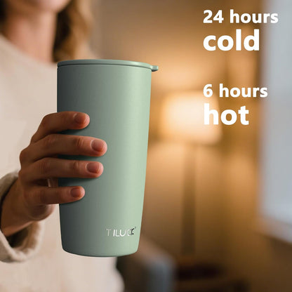 TILUCK 20 oz Insulated Tumbler with BPA-Free Lid, Stainless Steel Vacuum Travel Coffee Mug, Double Wall Coffee Tumbler（20oz，Matte DarkBlue）