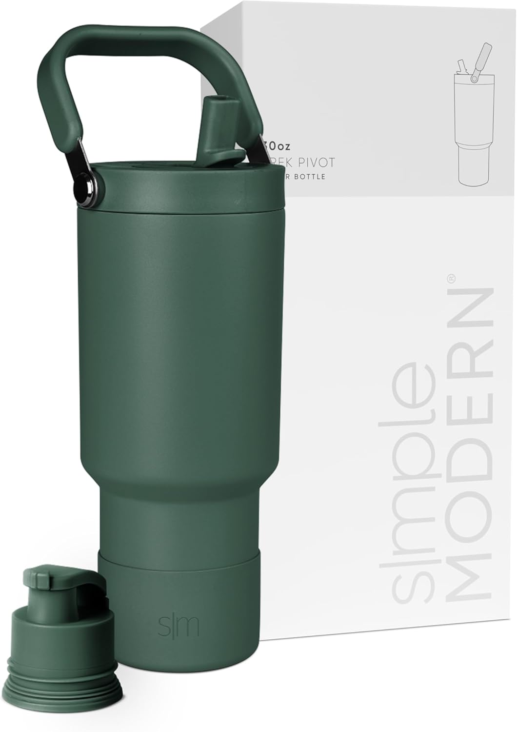 Simple Modern Trek Pivot | 40oz Flip Straw Tumbler with Handle | Water Bottle & Boot | Interchangeable Straw & Chug Lids | Insulated Stainless Steel Jug | Gym Sports Outdoors | Forest - Colors A