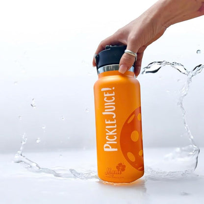 Maui Pickleball Co.™ Pickleball Water Bottle 32oz Insulated Stainless Steel Water Bottle PickleBall Accessories Pickleball Gifts Sip/Swig Lid with Carry Handle