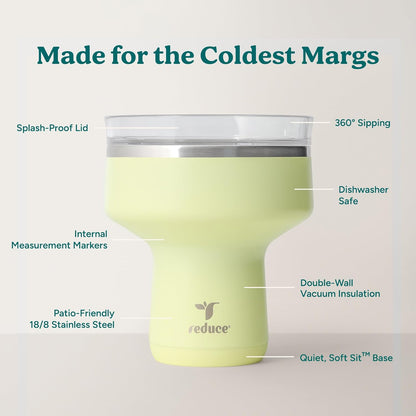 REDUCE Saltini 16 oz Cocktail Tumbler - Insulated Margarita Tumbler with Lid - Keeps Drinks Cold for 10 Hours - 360 Sippable Martini Glass Alternative - Shatterproof, Perfect for Parties - Cloud Blue