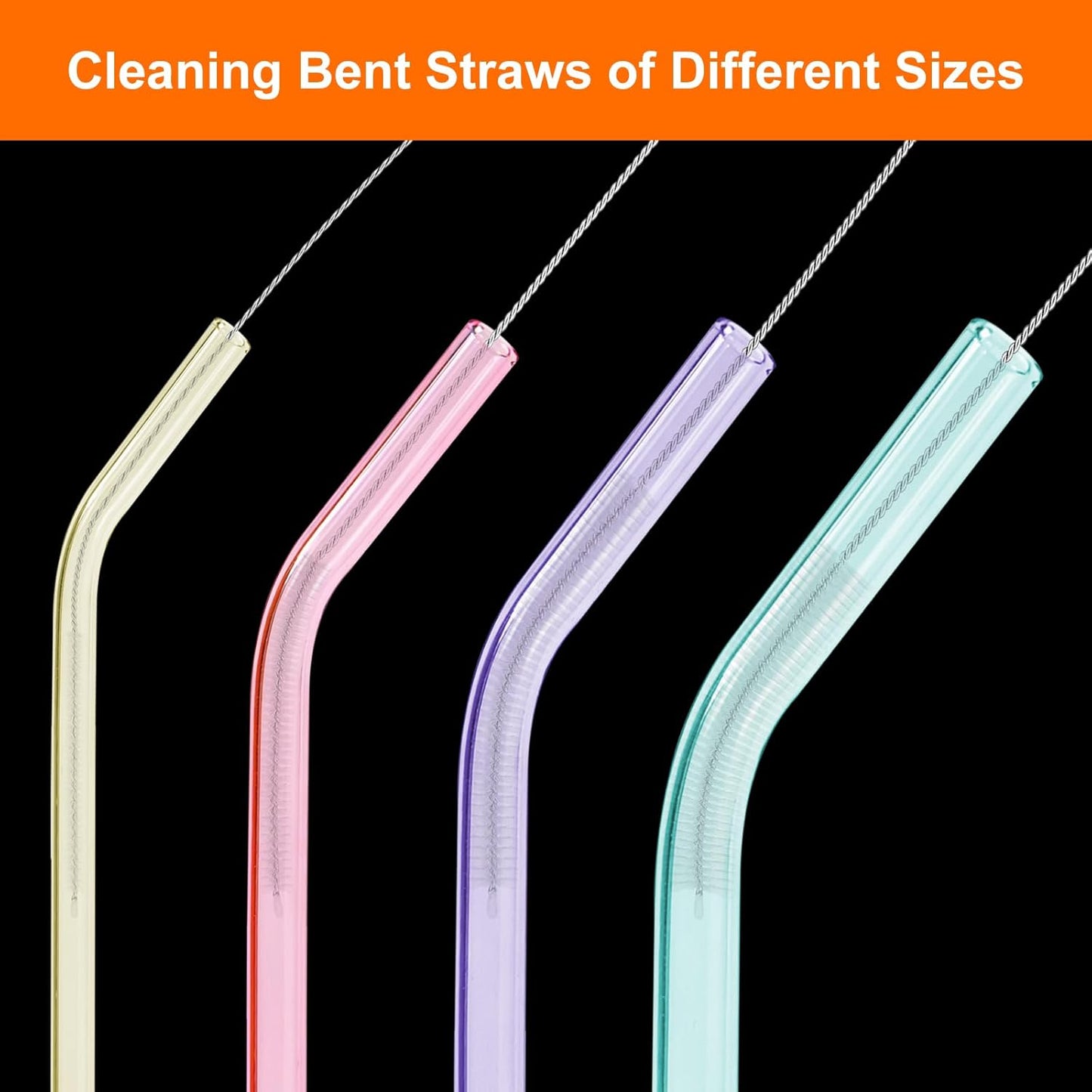 8 Inch Extra Long Straw Cleaner Brush Set, 10 Pack Reusable Straw Cleaning Brushes for Tumbler, Metal Straws，Bottle Drinking Straws，Computer Keyboard, Desktop Cleaning