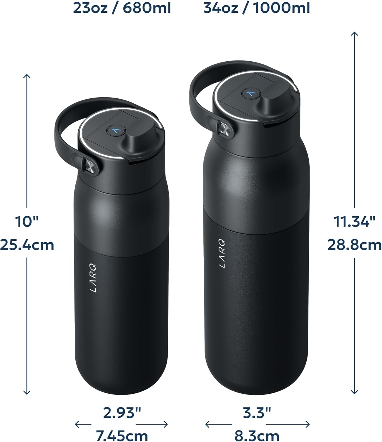 LARQ PureVis 2 Self Cleaning Water Bottle - UV Water Purifier with Filter Straw, Smart App Hydration Tracking, Insulated Stainless Steel