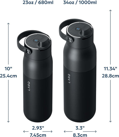 LARQ PureVis 2 Self Cleaning Water Bottle - UV Water Purifier with Filter Straw, Smart App Hydration Tracking, Insulated Stainless Steel