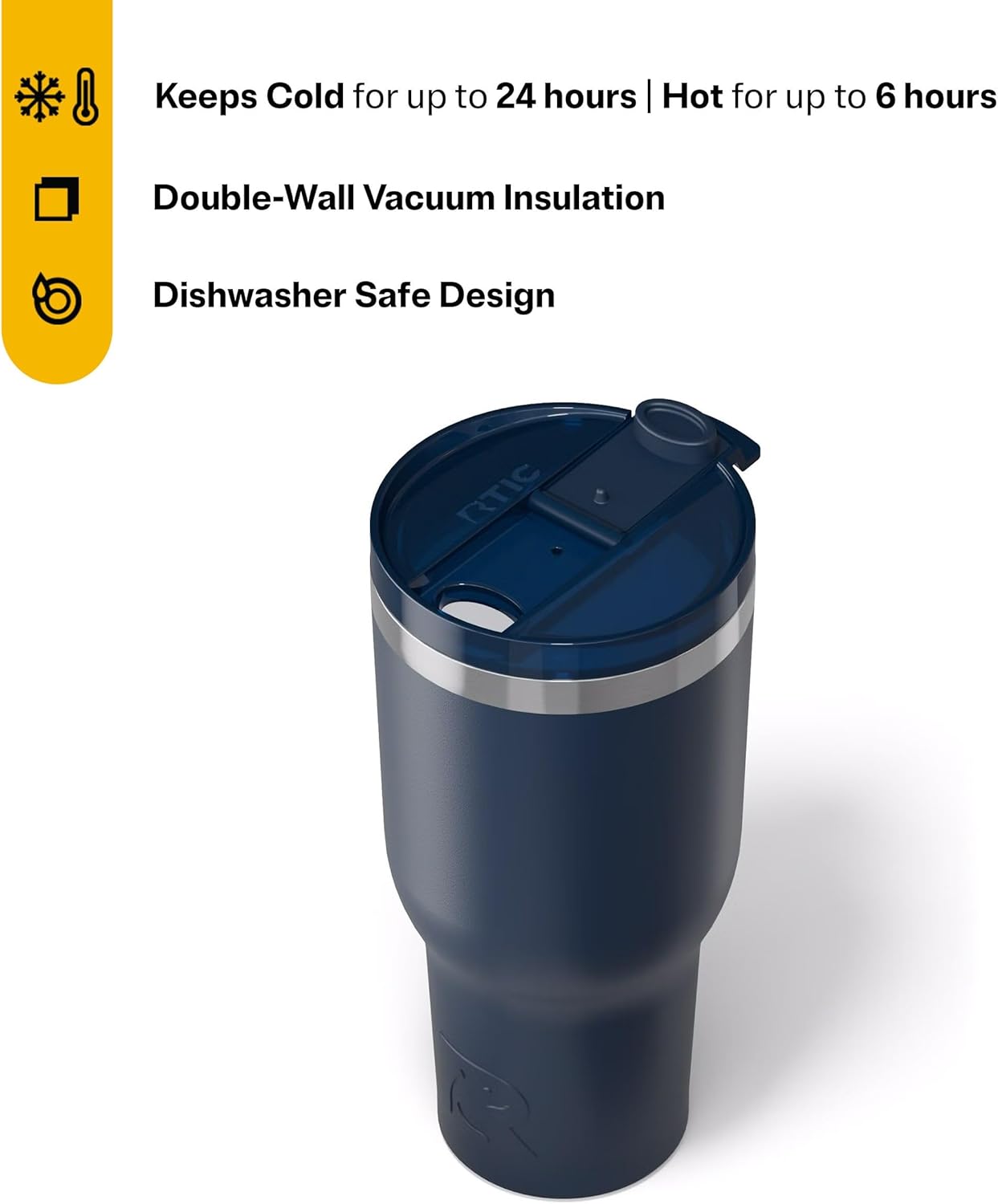 RTIC 20oz Essential Tumbler with Lid, Ceramic Lined, Insulated, Stainless Steel, Metal, Double Wall Vacuum-Insulation, Travel Cup for Iced Coffee, Tea, Hot and Cold Drink, Graphite