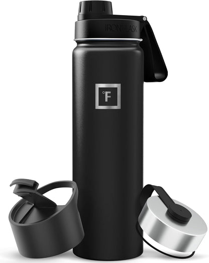 IRON °FLASK Camping & Hiking Hydration Flask with Straw, Wide Mouth Insulated Stainless Steel Sports Water Bottle - 22 oz Aurora
