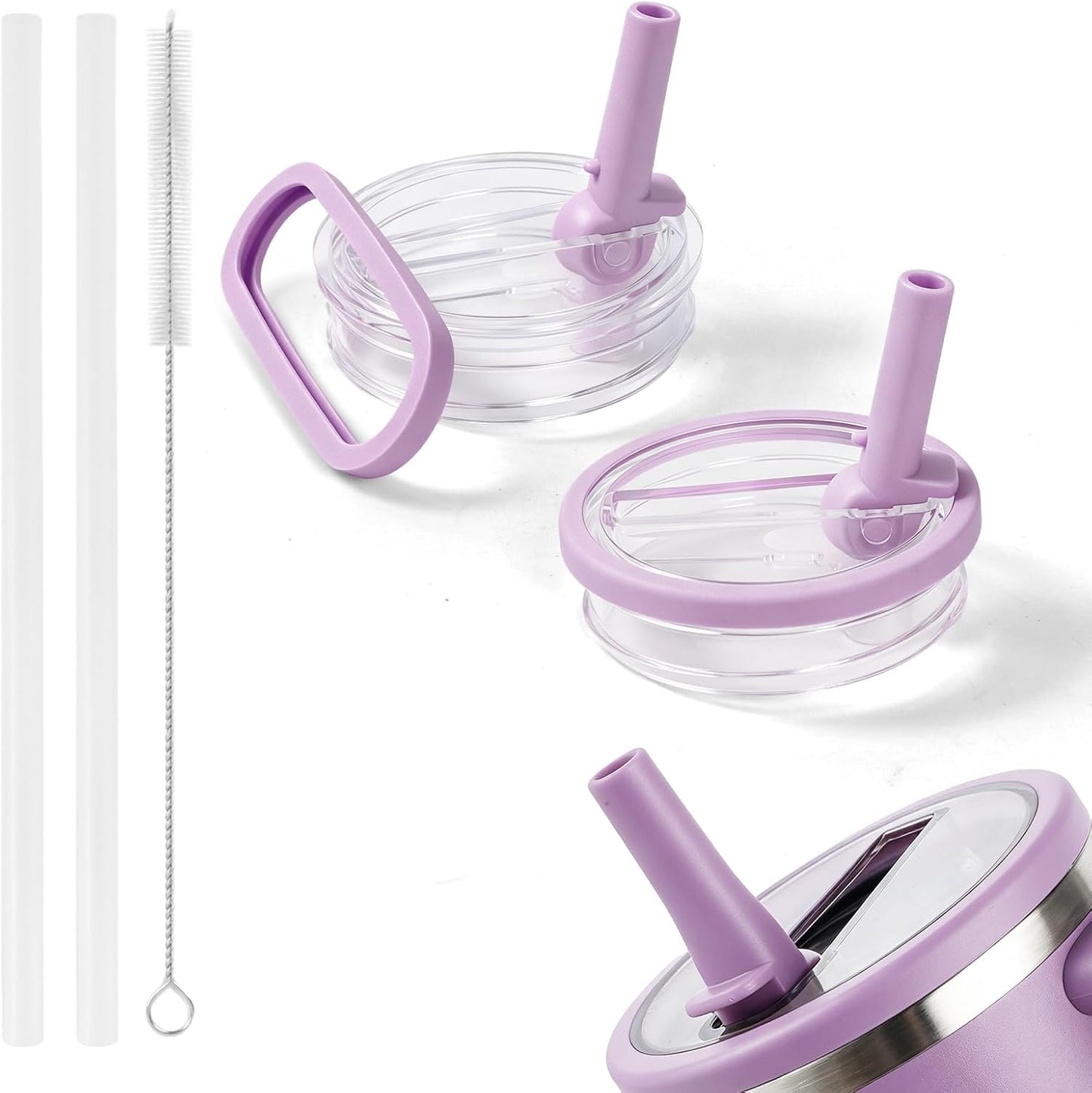 2 Pack 30 oz Flip Straw Leak Proof Lid for Stanley Quencher H2.0, Spill Proof Tumbler Lid Replacement, BPA Free Reusable No Spill Straw Lid for Stanley Accessories