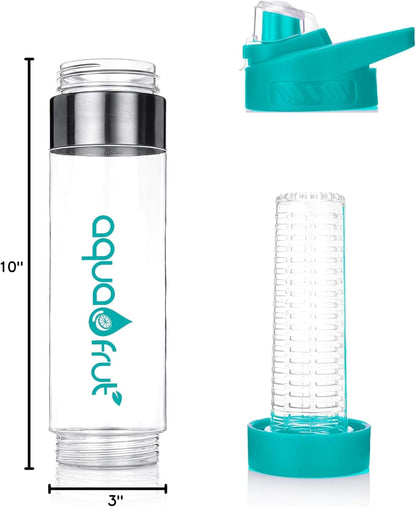 NEW AquaFrut Bottom Loading Fruit Infuser Water Bottle - BPA Free Tritan Plastic - Leak Proof - 24 OZ - Infusion Recipe eBook (Purple)