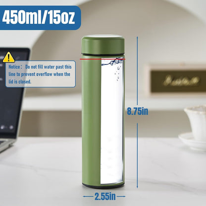 PARACITY Insulated Water Bottle,15 oz Stainless Steel Thermo, Double Wall Vacuum Water Bottle, Metal Water Bottle Keeps Hot for 12 Hrs, Cold for 24 Hrs, for Coffee, Drinks