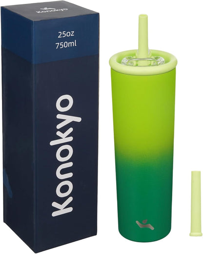Konokyo 25oz Insulated Tumbler with Lid and Straw, Reusable Iced Coffee Cup with Lid, Travel Coffee Mug, BPA-Free, Leak-Proof and Durable, Oasis