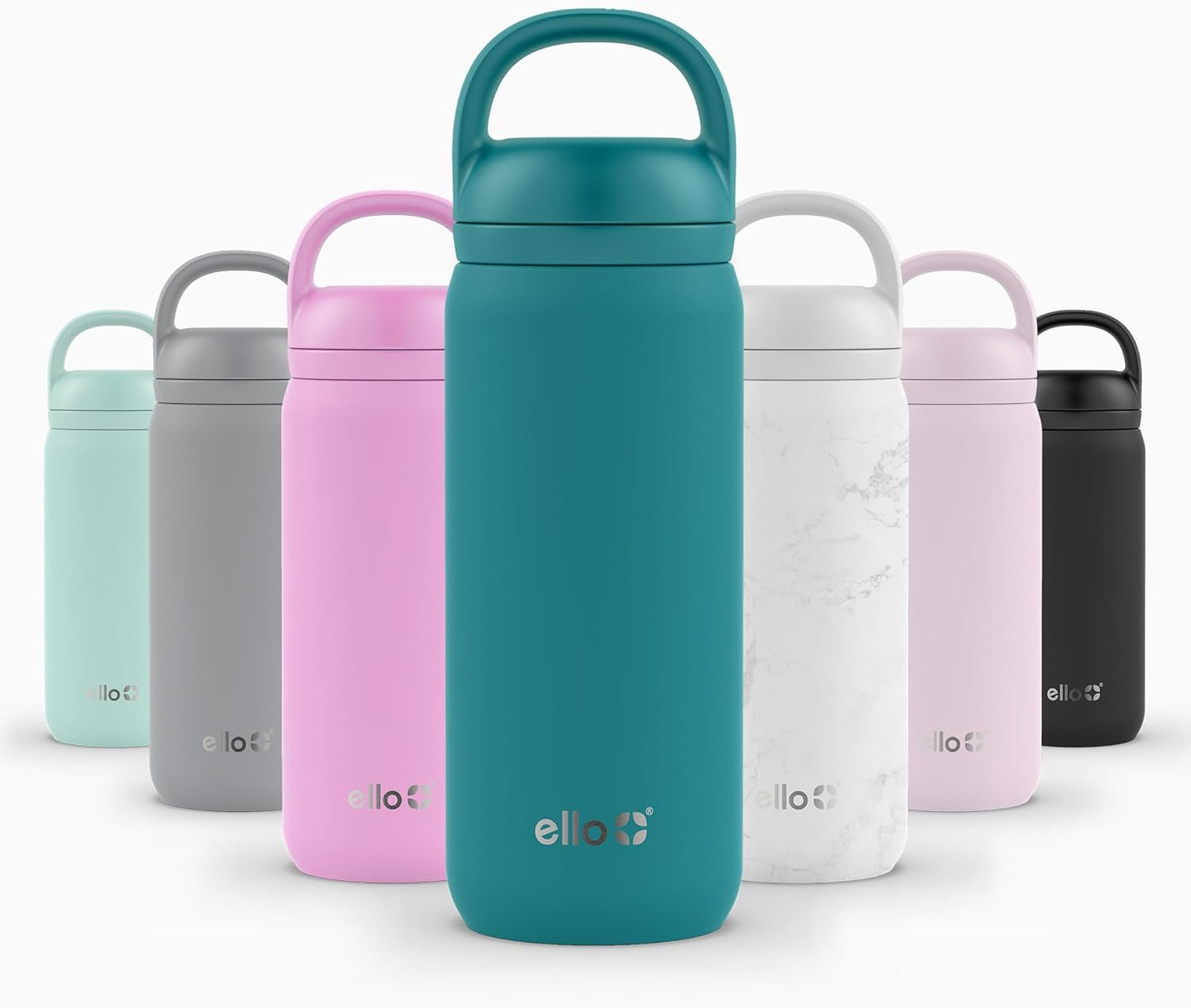 Ello Cooper 22oz Stainless Steel Water Bottle with Straw and Carry Handle, Double Walled and Vacuum Insulated Metal, Leak Proof Locking Lid with Soft Silicone Spout, Reusable, BPA Free, Lilac