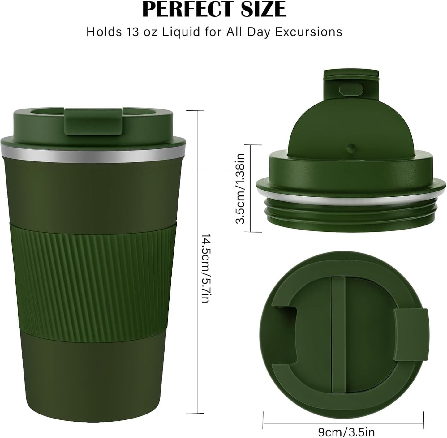 KETIEE Travel Coffee Mug Spill Proof 12oz, Insulated Travel Mug to Go, Reusable Coffee Cup with Seal Lid, Vacuum Stainless Steel Tumbler for Hot/Cold Drinks (Red)