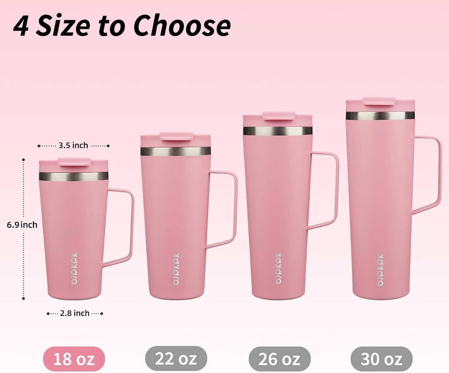 BJPKPK Insulated Tumbler with Handle, 18oz Insulated Tumblers with Lid and Straw, Stainless Steel Metal Water Bottles, Coffee Travel Mugs, Cups, Marshmallow
