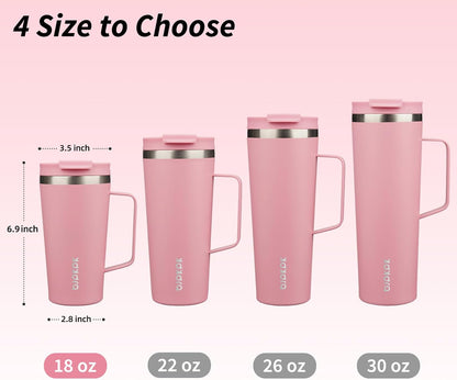 BJPKPK Insulated Tumbler with Handle, 18oz Insulated Tumblers with Lid and Straw, Stainless Steel Metal Water Bottles, Coffee Travel Mugs, Cups, Marshmallow