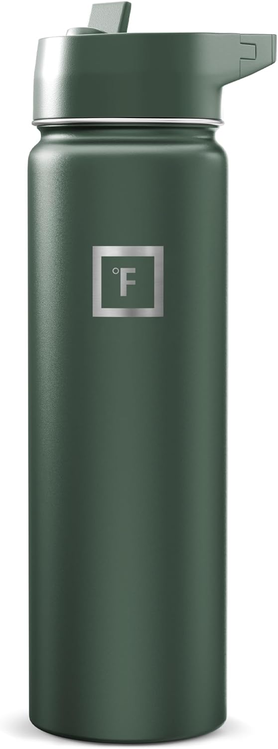 IRON °FLASK Camping & Hiking Hydration Flask with Straw, Wide Mouth Insulated Stainless Steel Sports Water Bottle - 22 oz Aurora