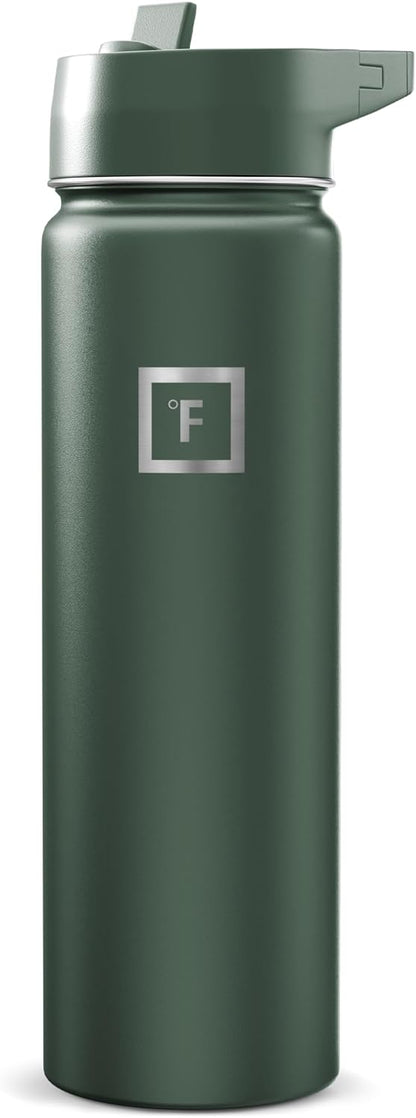 IRON °FLASK Camping & Hiking Hydration Flask with Straw, Wide Mouth Insulated Stainless Steel Sports Water Bottle - 22 oz Aurora