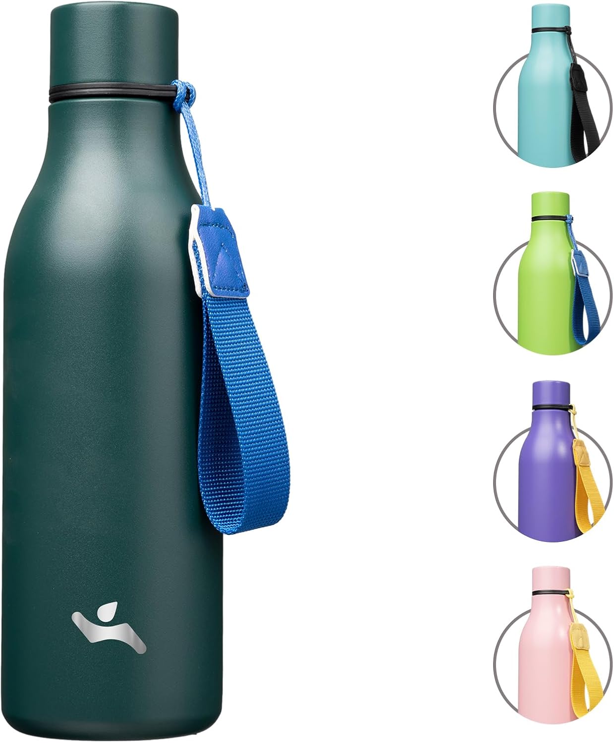 Konokyo Insulated Water Bottle with Strap,18 oz Double Wall Stainless Steel Vacuum Bottles Metal Water Flask,Macaron Green - Colors A