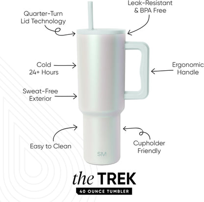 Simple Modern 40 oz Trek Tumbler with Handle and Straw Lid | Cup Holder Friendly Insulated Stainless Steel Travel Mug | Sea Glass Sage - Colors B
