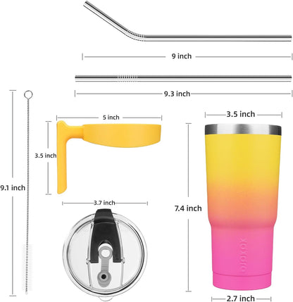 BJPKPK Tumbler With Handle And Straw Lid 40 oz Stainless Steel Insulated Coffee Tumbler Cups For Home, Office or Car,Turquoise