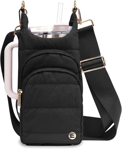 Water Bottle Holder with Strap, 40 oz Crossbody Water Bottle Carrier Sling Bag with RFID Blocking Phone Pocket for Gym Hiking Walking Travel