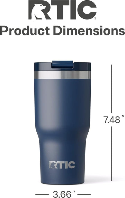 RTIC 20oz Essential Tumbler with Lid, Ceramic Lined, Insulated, Stainless Steel, Metal, Double Wall Vacuum-Insulation, Travel Cup for Iced Coffee, Tea, Hot and Cold Drink, Graphite