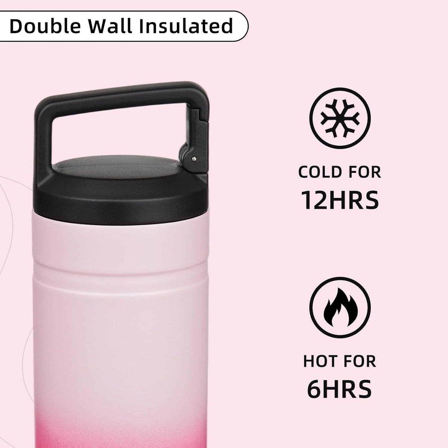 BJPKPK Insulated Water Bottle with 2 Lids,20 oz Double Wall Stainless Steel Vacuum Tumbler Travel Coffee Mug,Wide Mouth Thermal Cup,Haze Blue
