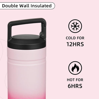 BJPKPK Insulated Water Bottle with 2 Lids,20 oz Double Wall Stainless Steel Vacuum Tumbler Travel Coffee Mug,Wide Mouth Thermal Cup,Haze Blue