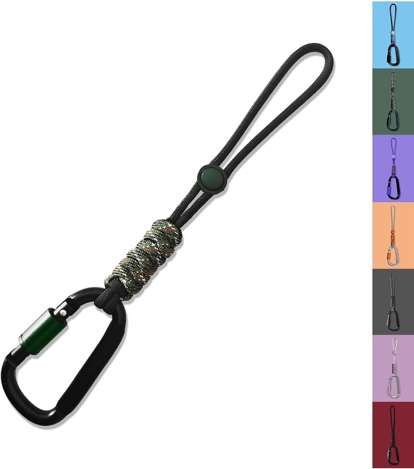 Paracord Keychain/Carabiner Clip - Jaymokes D Ring Metal Hook for Water Bottle, Key, Backpacks and More