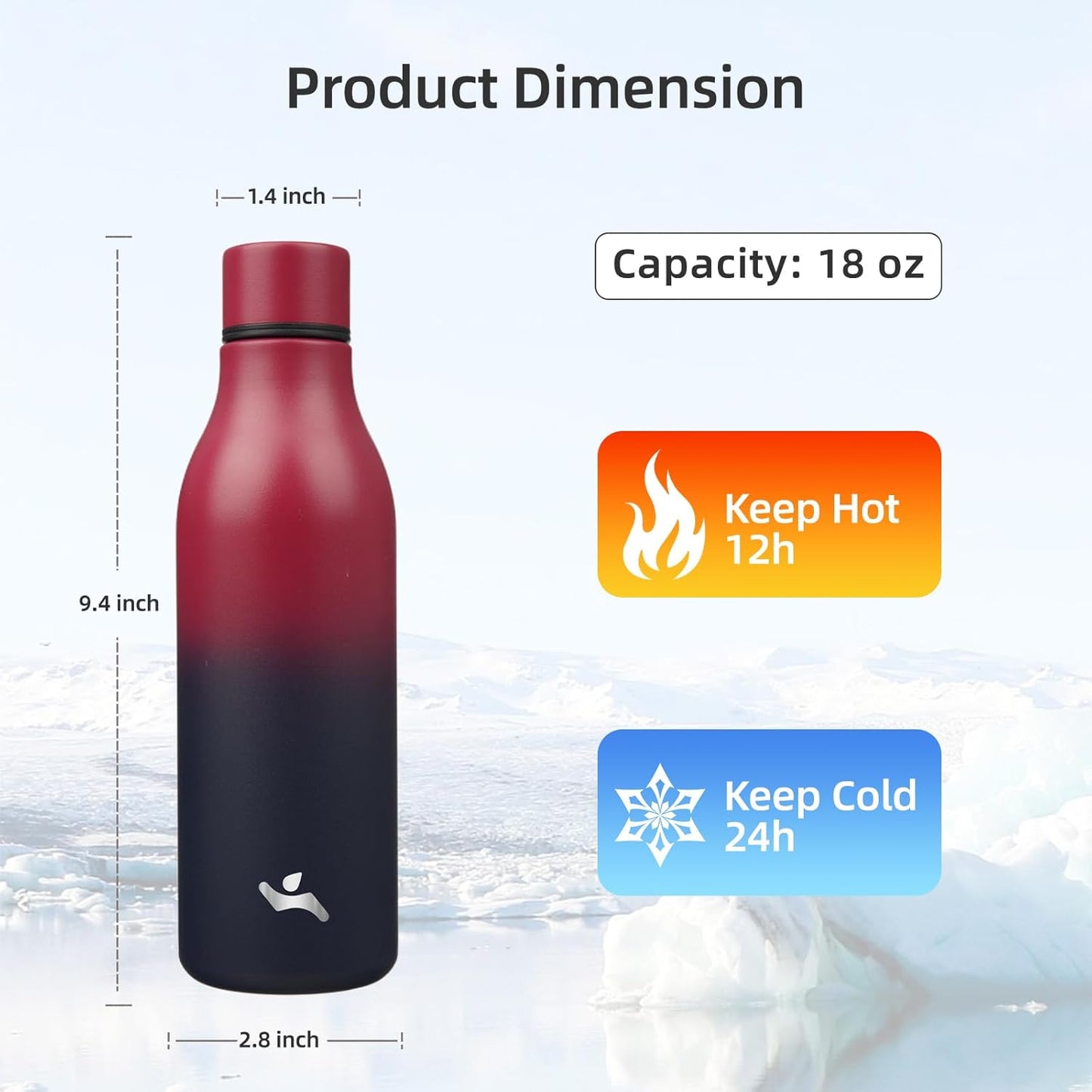Konokyo Insulated Water Bottle with Strap,18 oz Double Wall Stainless Steel Vacuum Bottles Metal Water Flask,Macaron Green - Colors B