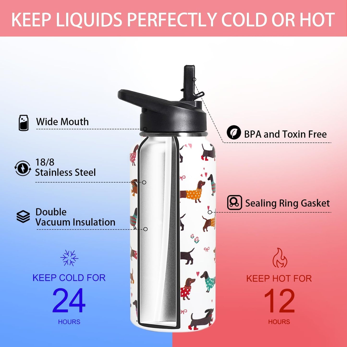 32 oz Pickleball Insulated Water Bottle with Straw - Pickleball Gym Hiking Sports Coffee Mug | Perfect Pickleball Gifts for Women, Pickleball Decor Accessories