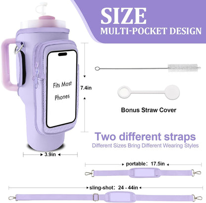 Stanley Carrier Bag for Stanley 40oz/30ozTumbler with Phone with 2 Adjustable Strap,3 Pockets Bottle Stanley Cup Carrier Bag & Case,Accessories for Hiking Travelling