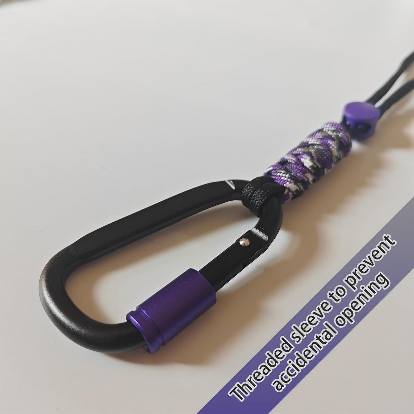 Paracord Keychain/Carabiner Clip - Jaymokes D Ring Metal Hook for Water Bottle, Key, Backpacks and More
