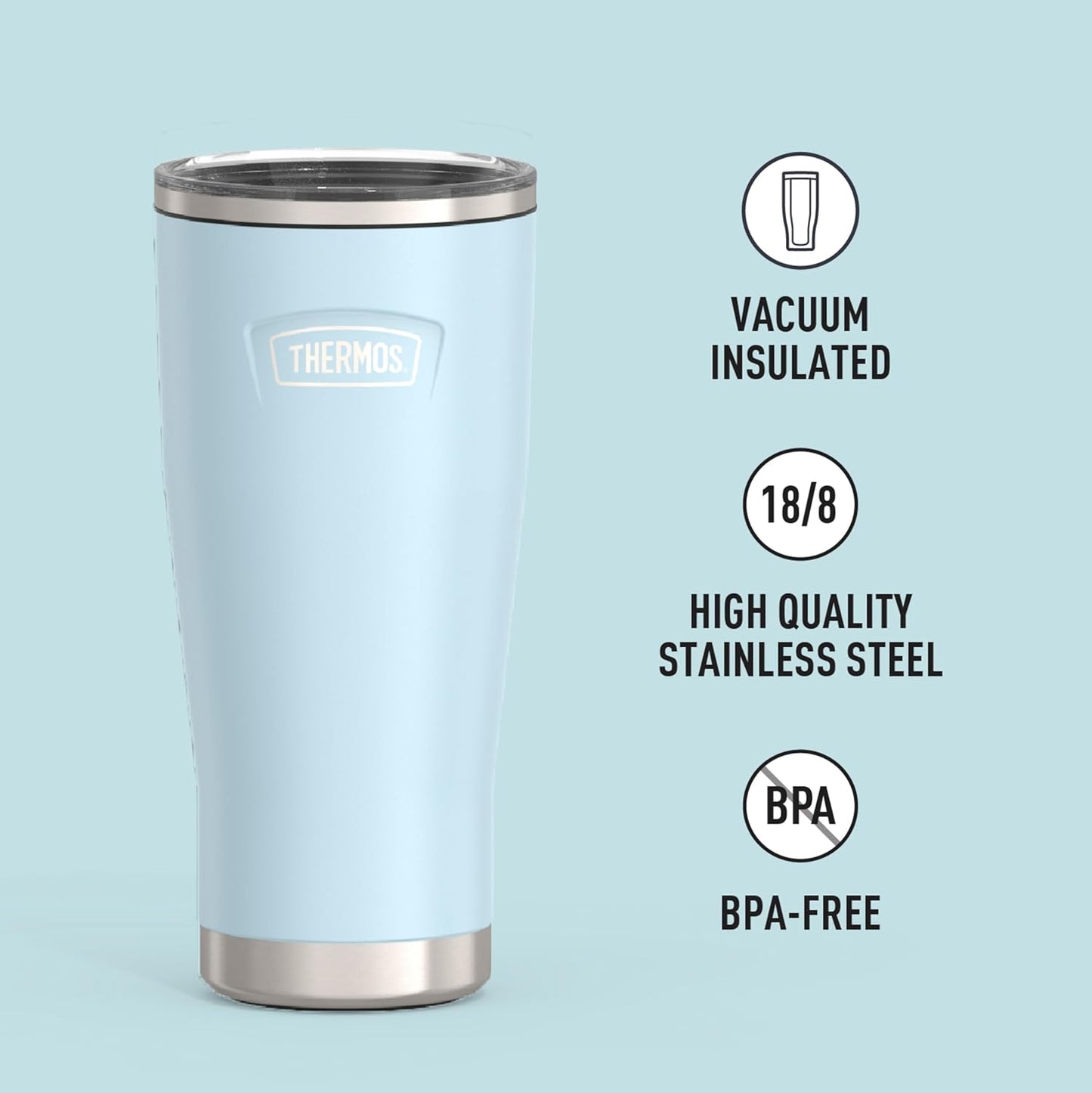 THERMOS ICON SERIES, Stainless Steel Tumbler with Slide Lock, 18 Ounce, Mystic Navy