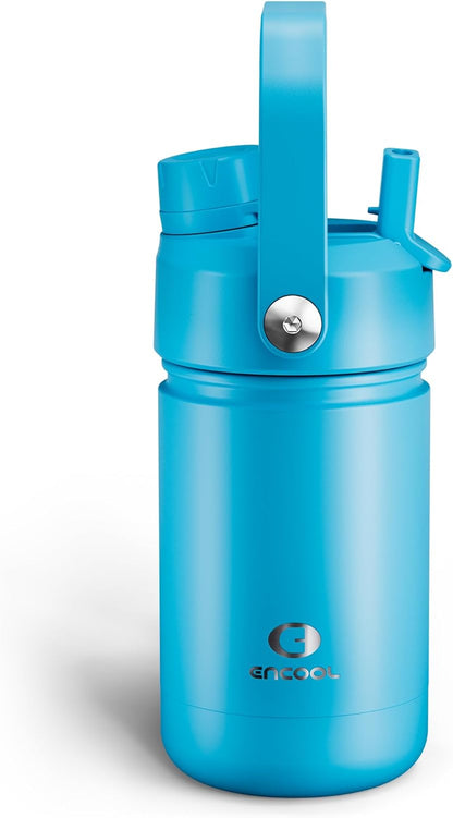 ENCOOL Insulated Water Bottle with Straw Stainless Steel Water Bottle, Leak-Proof, BPA-Free, Double Wall Vacuum Keeps Cold for 24 Hours for Sports, Travel, School (26 oz, Cotton Candy) - Colors C