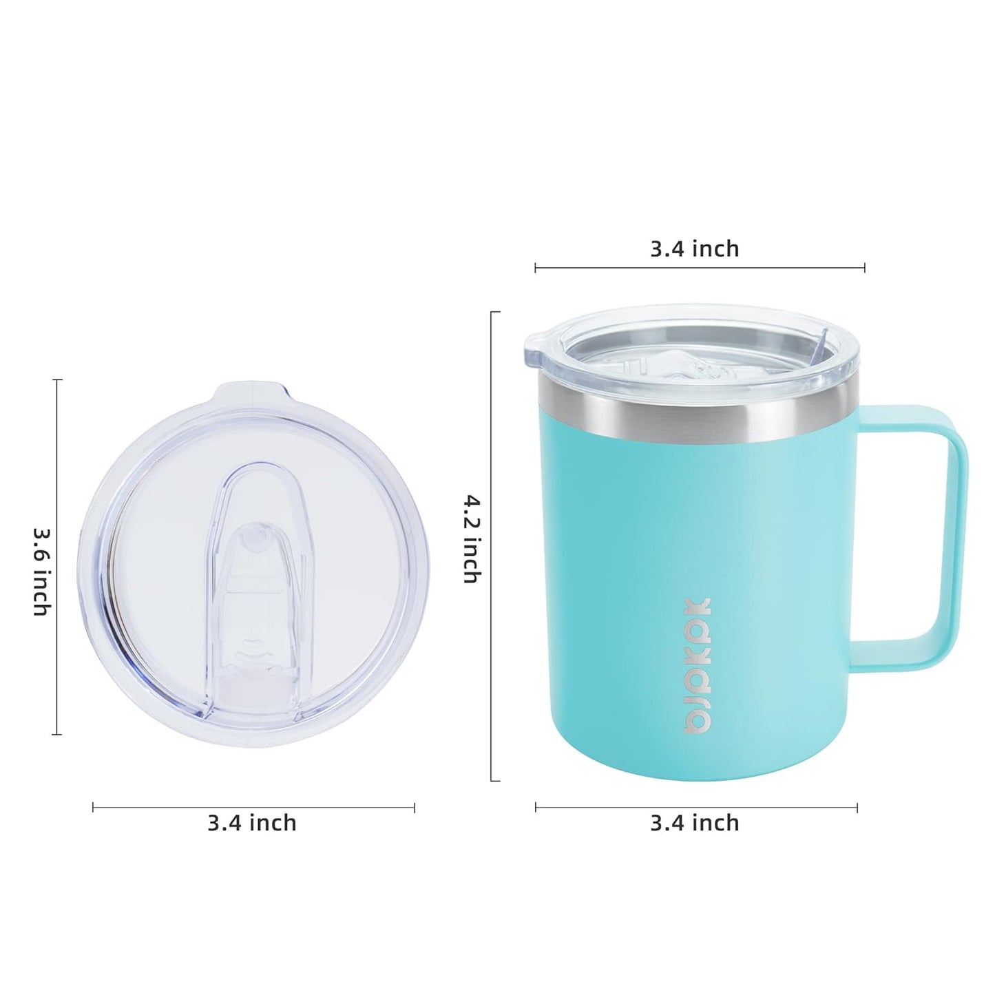 BJPKPK 2 pcs Insulated Coffee Mug, 14oz Insulated Tumbler with Lid, Stainless Steel Coffee Cups with Splash Proof Lid-White