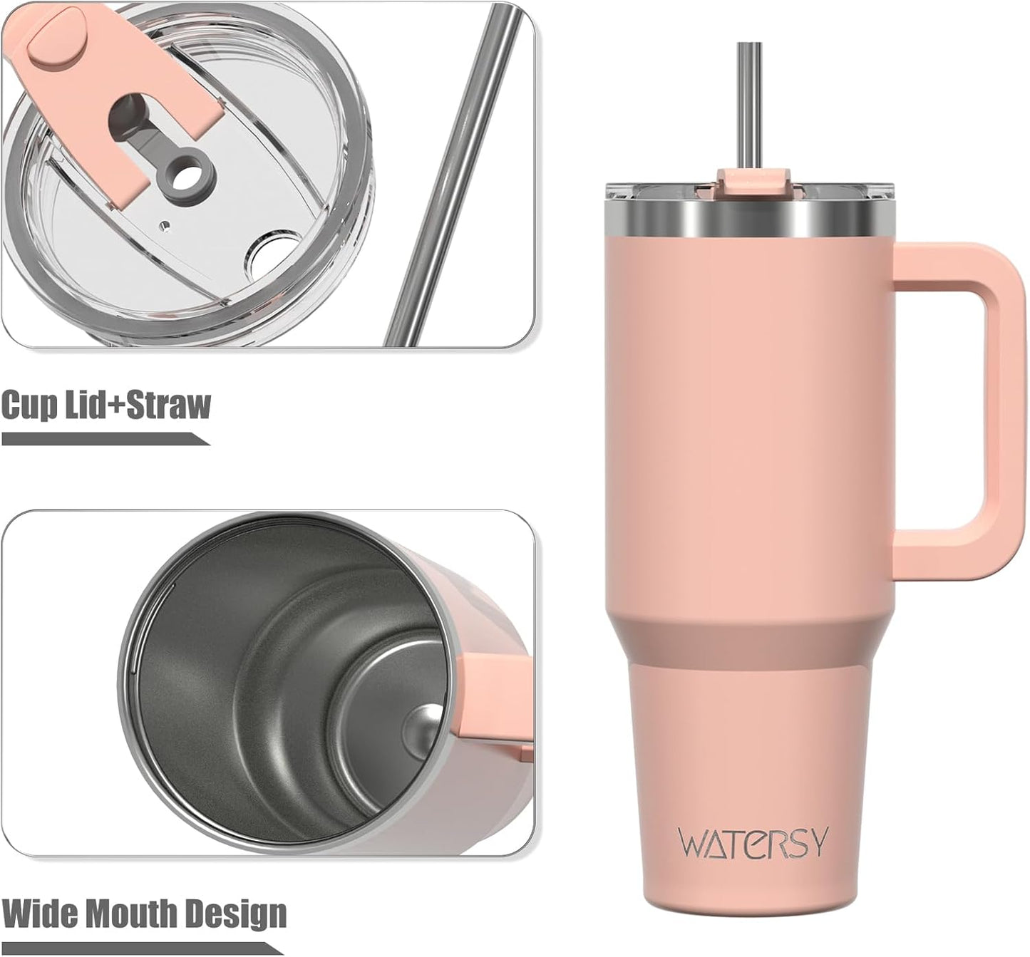 40 oz Tumbler with Handle,Tumbler with Lid and Straw,Double Wall Insulated Cup Stainless Steel Travel Mug(Cold for 34 Hours),Water Bottle for Iced Tea,Coffee,Cold Beverages(Purple)