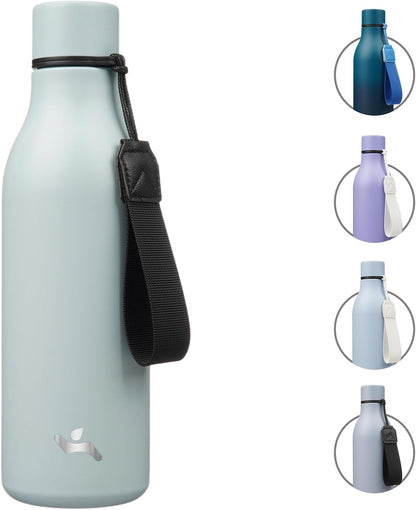 Konokyo Insulated Water Bottle with Strap,18 oz Double Wall Stainless Steel Vacuum Bottles Metal Water Flask,Macaron Green - Colors A
