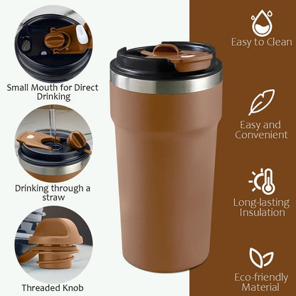 SPLMIFA Travel Coffee Mug Leak-Proof, Reusable Coffee Cups with Lids, Stainless Steel Vacuum Insulated Coffee Tumblers, Thermal Insulation Cup for Men and Women Hot & Cold Drinks(2nd-Green Pink, 12OZ)