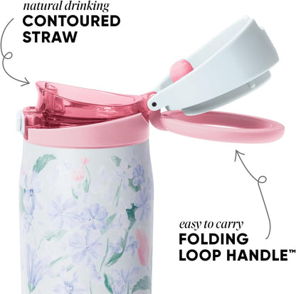 Simple Modern Mesa Loop Water Bottle with Covered Straw and Handle | 24oz Cup Holder Friendly Insulated Stainless Steel Bottles for Travel, Sports and School | Iris Sage - Colors A