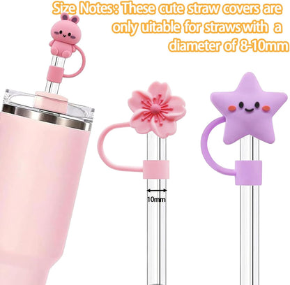 LDKEDKF 11Pcs Straw Cover for Stanley Cup, Silicone Straw Topper for Stanley Cup 30&40oz with Tumblers, 10mm 0.4in Lid Accessories (Reusable)