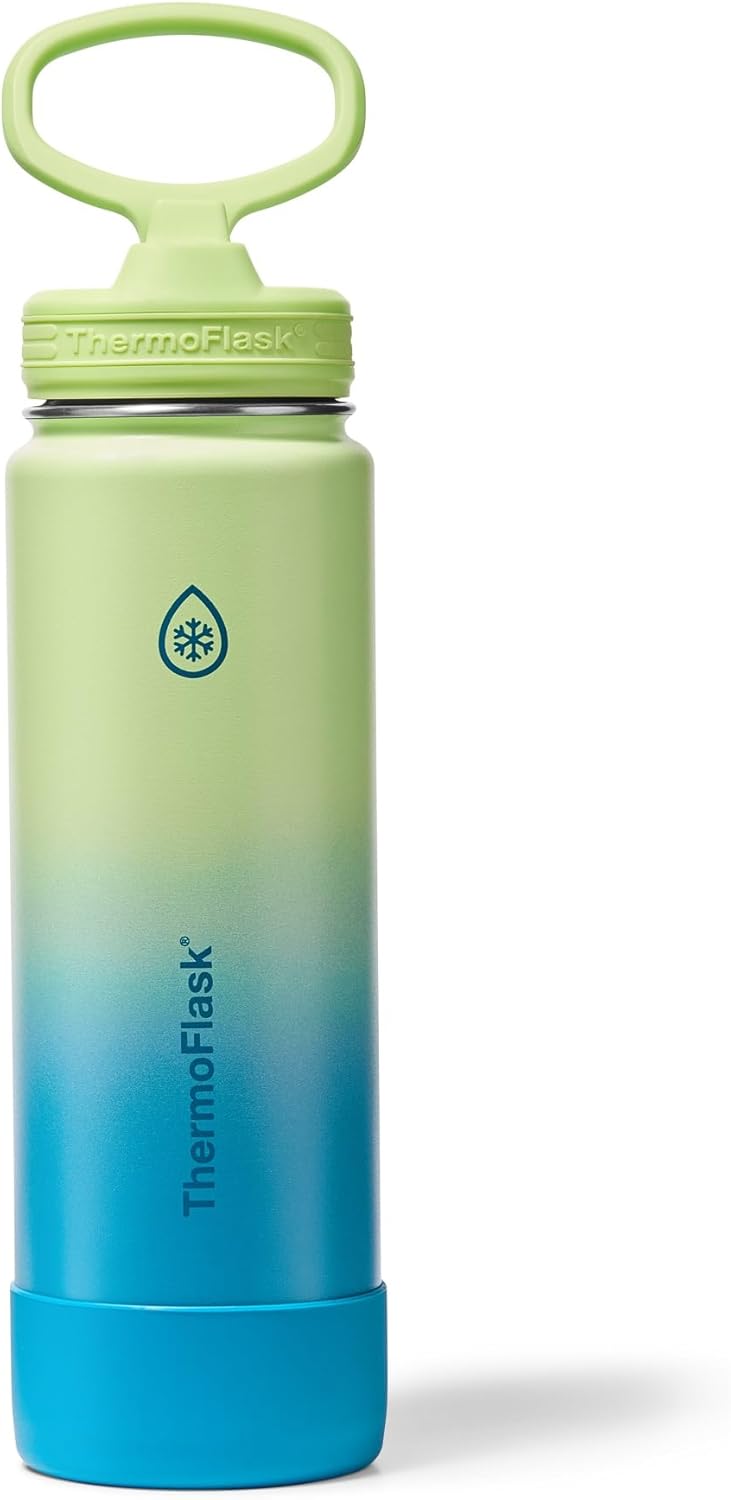 ThermoFlask Insulated Water Bottle with Spout Lid (24 oz, Lemonade Stand) - Leakproof, Stainless Steel Water Bottle for Cold & Hot Drinks, Travel & Daily Hydration