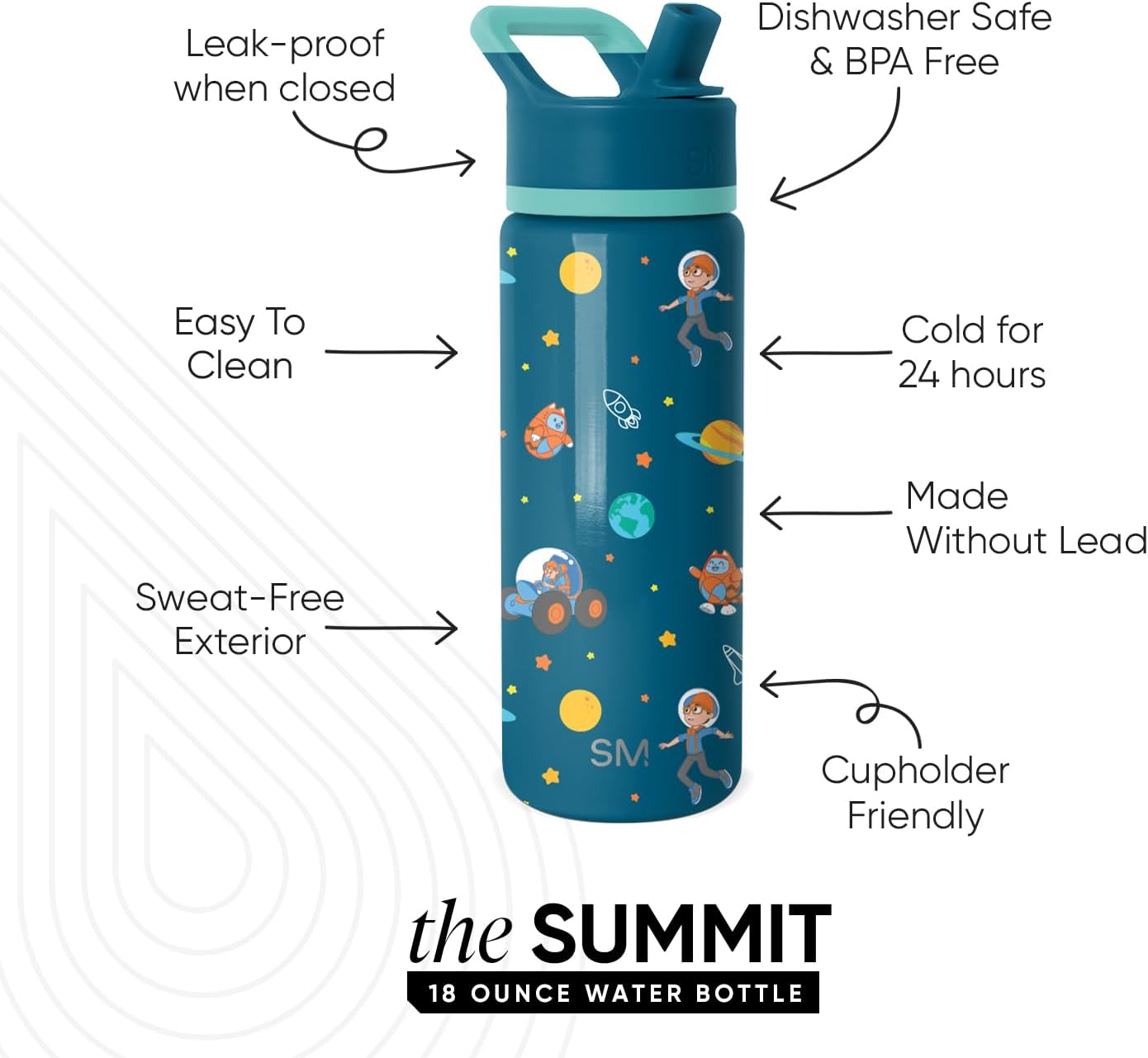 Simple Modern Kids Water Bottle with Straw Lid | 14oz Insulated Stainless Steel Kids Tumbler & Spill Proof Toddler Cup for School, Girls, Boys | Summit | Chloe Floral - Colors B