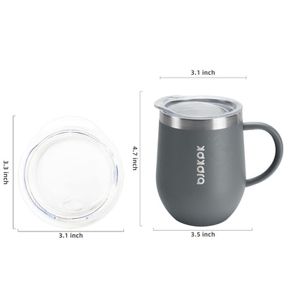 BJPKPK 2 pcs Insulated Coffee Mug, 14oz Insulated Tumbler with Lid, Stainless Steel Coffee Cups with Splash Proof Lid-White