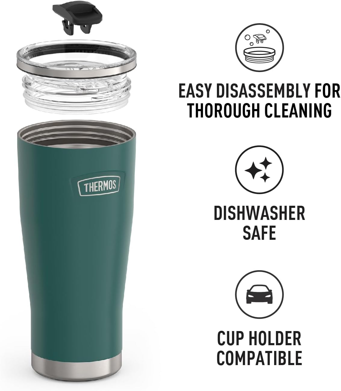 THERMOS ICON SERIES, Stainless Steel Tumbler with Slide Lock, 18 Ounce, Mystic Navy