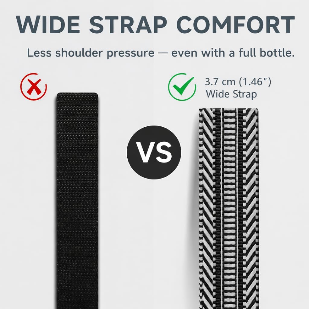 Water Bottle Holder with Strap, Neoprene Crossbody Carrier, Phone Pocket, 1.46" Wide Strap, Fits 24-40oz