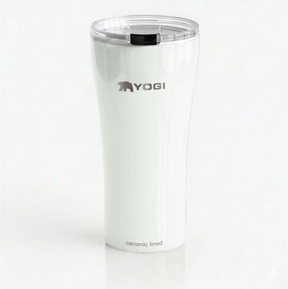 YOGI Ceramic Lined Metal Allergy Safe 16oz Coffee Tumbler with Leakproof Lid BPA Free Vacuum Insulated Stainless Steel Cupholder Friendly Travel Cup for Coffee and Water Sandstone