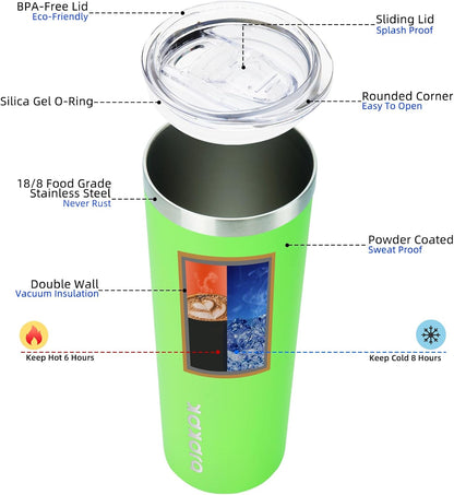 BJPKPK Skinny Tumbler with Lid 20 oz Stainless Steel Vacuum Insulated Double Wall Travel Coffee Water Tumblers Cup,White