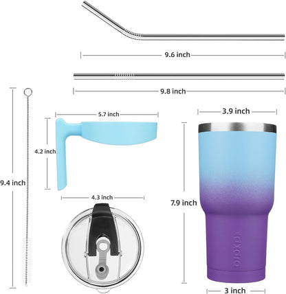 BJPKPK Tumbler With Handle And Straw Lid 40 oz Stainless Steel Insulated Coffee Tumbler Cups For Home, Office or Car,Turquoise