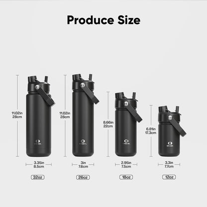ENCOOL Insulated Water Bottle with Straw Stainless Steel Water Bottle, Leak-Proof, BPA-Free, Double Wall Vacuum Keeps Cold for 24 Hours for Sports, Travel, School (26 oz, Cotton Candy) - Colors C